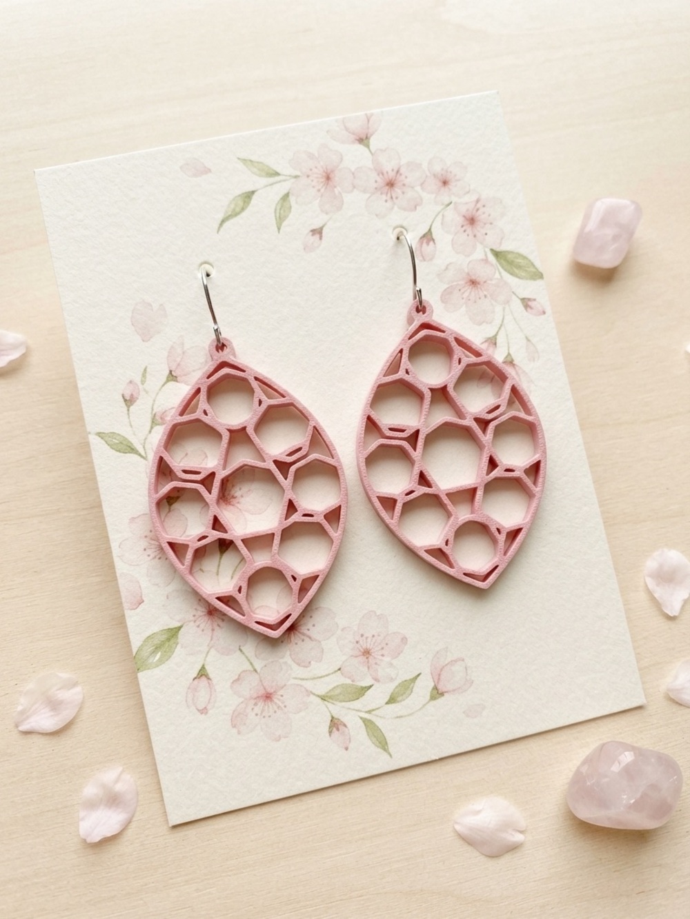 Pink Geometric Openwork Dangle Earrings - Women Jewelry